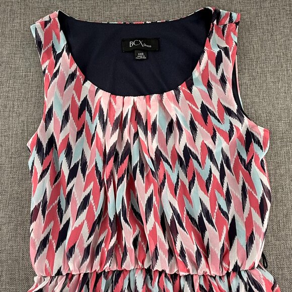 BCX Mini Dress XXS Sleeveless Scoop Neck Lined Polyester Multicolor Cute Summer - Picture 3 of 13